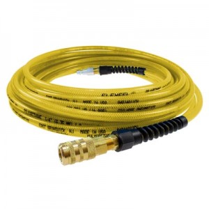 FLEXEEL® Reinforced Polyurethane Straight Hose With Reusable Strain Relief and Quick Disconnect Fitting Transparent Yellow